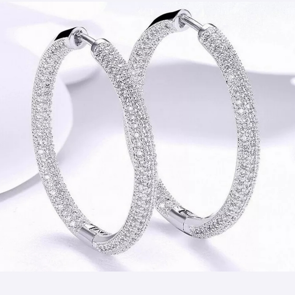 18kgp SWAROVSKI Italy crystal chunky hoops